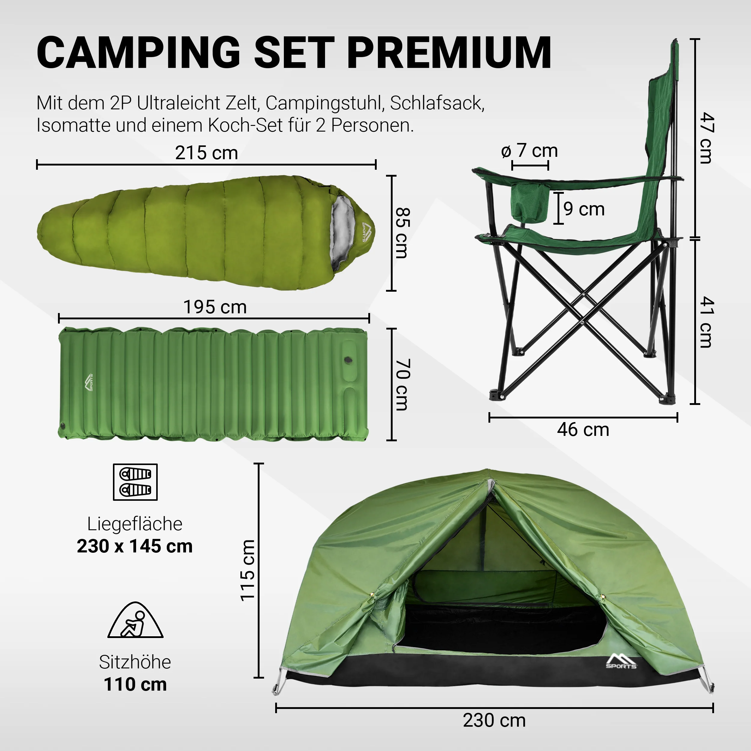 2025 Set de camping premium verde
