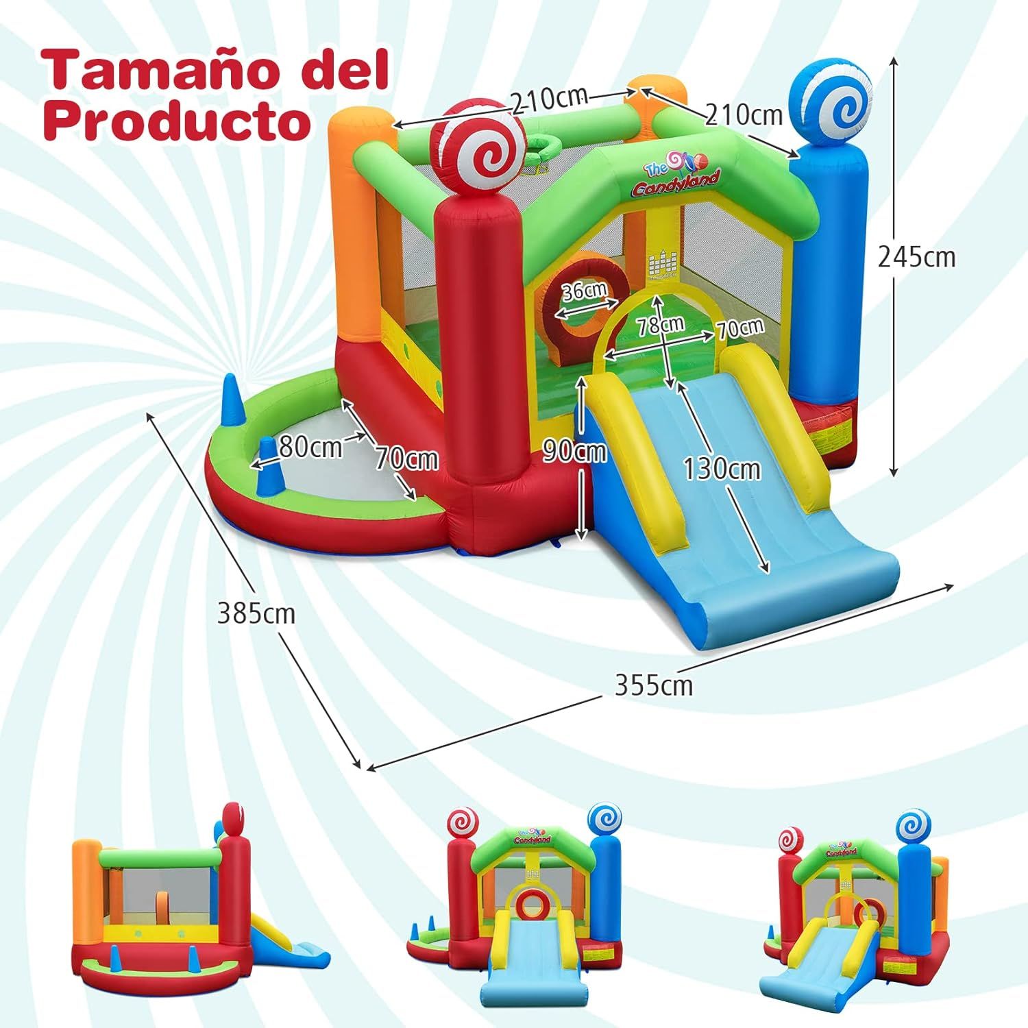 Castillo Hinchable Castillo Hinchable Grande Niños 3 Años +, Costway 385 X 355 X 245 Cm