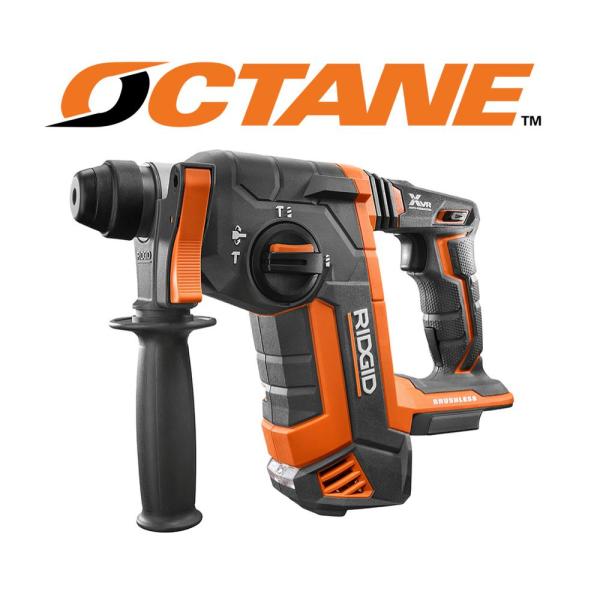 2025 Martillo Rotatorio Cordless Brushless 18 Voltios OCTANE SDS-Plus 1 pulgada (Solo Herramienta) R86711B de RIDGID