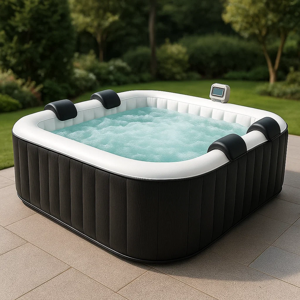 Spas hinchables 196x146x71 cm 4 personas cuadrado Gris/blanco qOBfKuS349Ng
