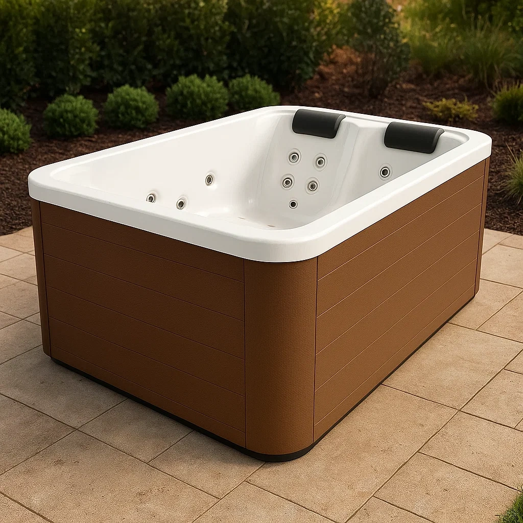 Spas rígidos 180x130x85 cm 2 plazas rectangular blanco/marrón NxoFlSs428zH