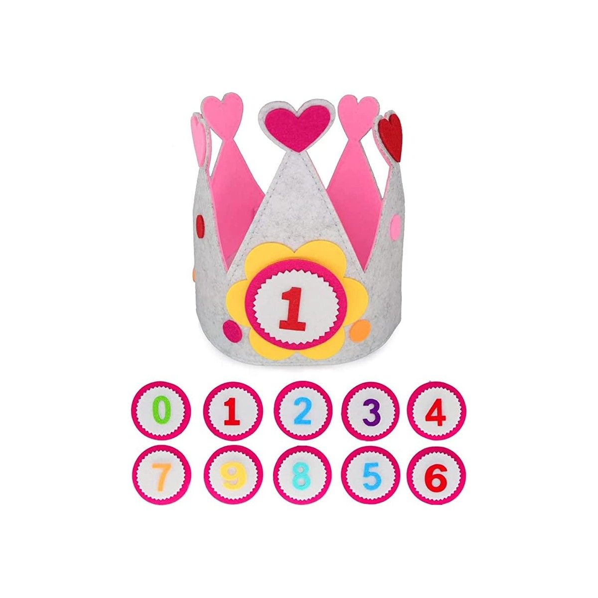 Corona Cumpleaños Con Números Intercambiables Rosa - Juegos Y Juguetes Infantiles Para Niños