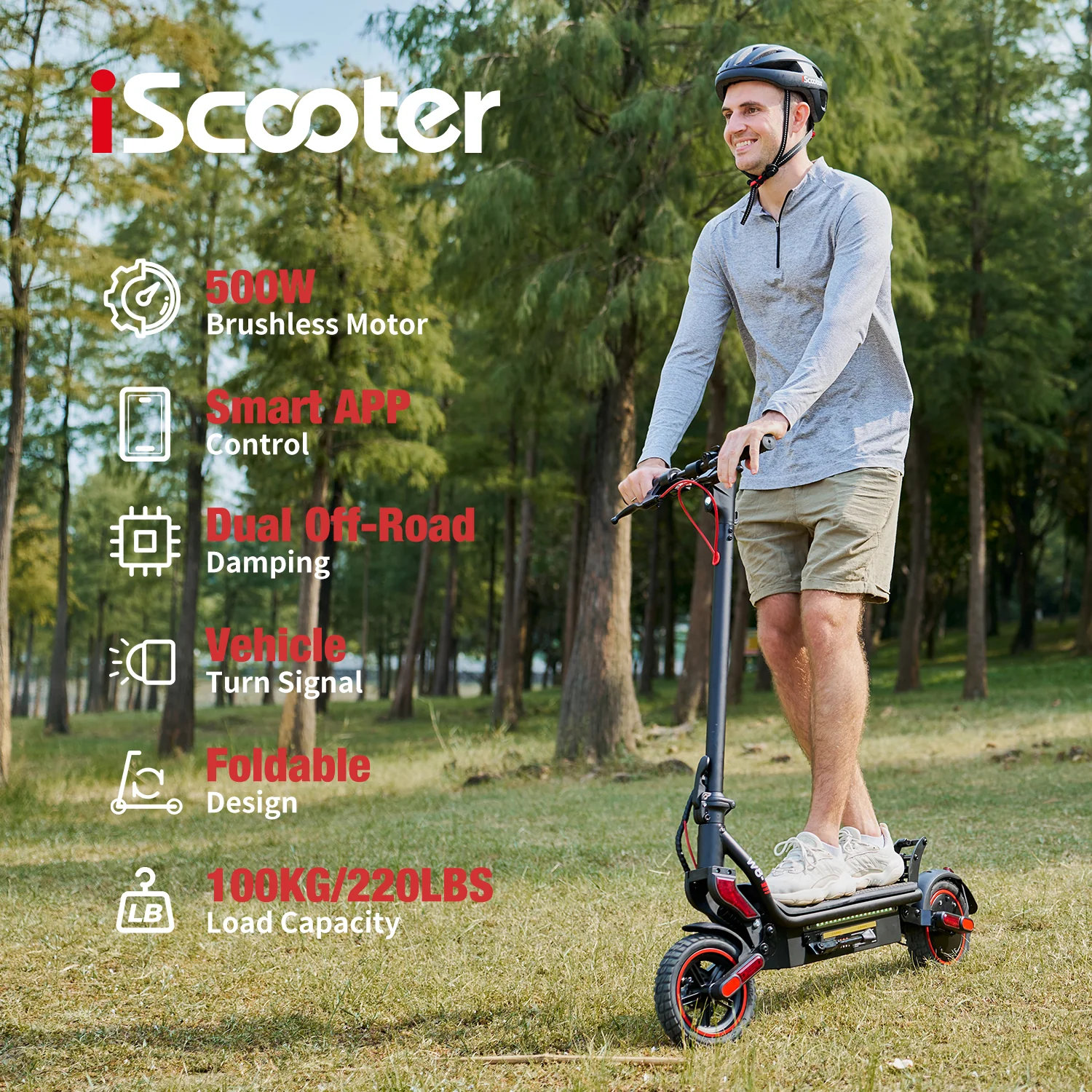 2025 Patinete Eléctrico iScooter W8 500W con Neumáticos Todo Terreno