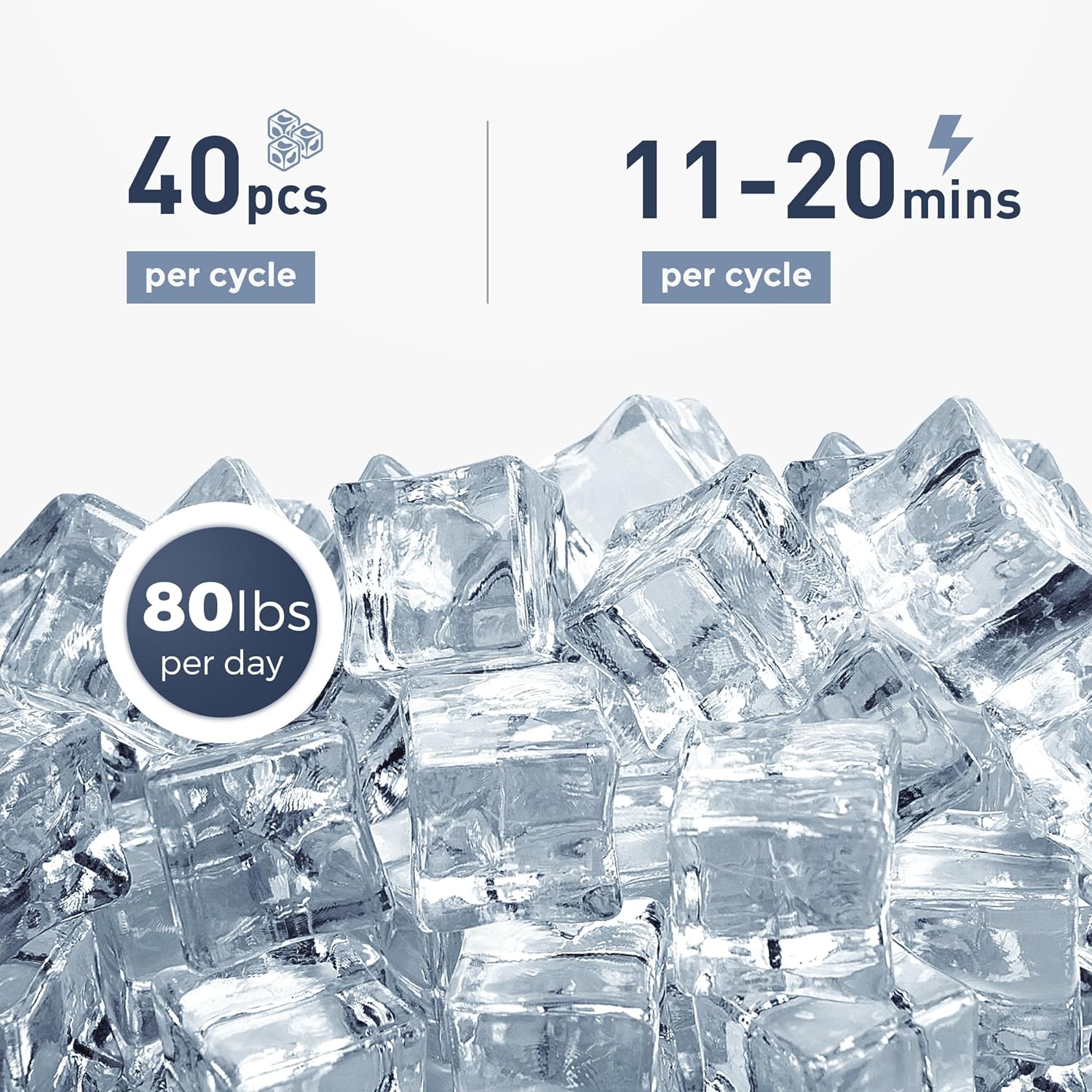 Máquina de Hielo Comercial Bajo Mostrador, 80 lbs/día con 24 lbs de Almacenamiento de Hielo, Bomba de Drenaje Integrada/Limpieza Automática/Ajuste de Temporizador/Pantalla LCD Inteligente, Ideal para Uso Doméstico y Comercial