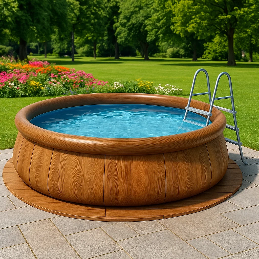 Piscina desmontable redonda 366x76cm con depuradora, madera kABfJVis36Lt
