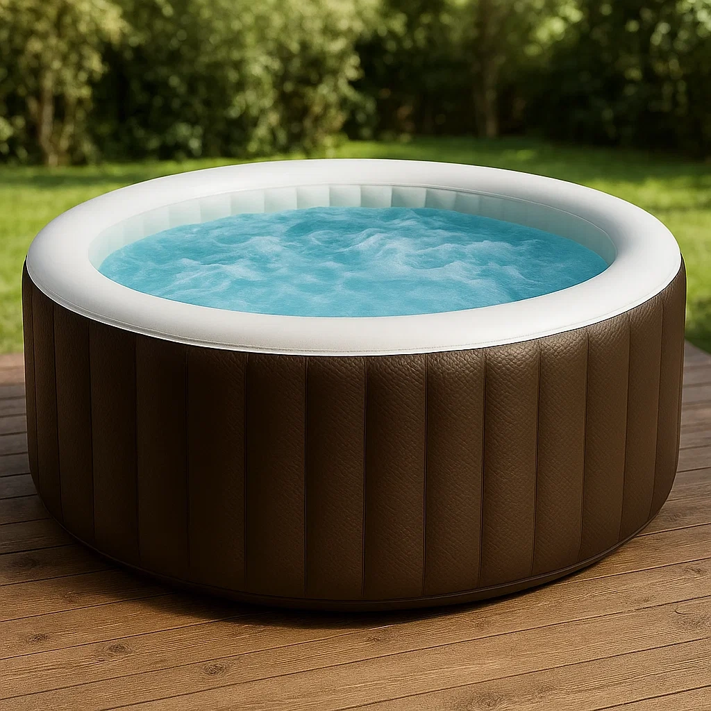 Spas hinchables, 150x150x71 cm, 4 personas, redondo, color marrón/blanco OlPzrkA324YJ