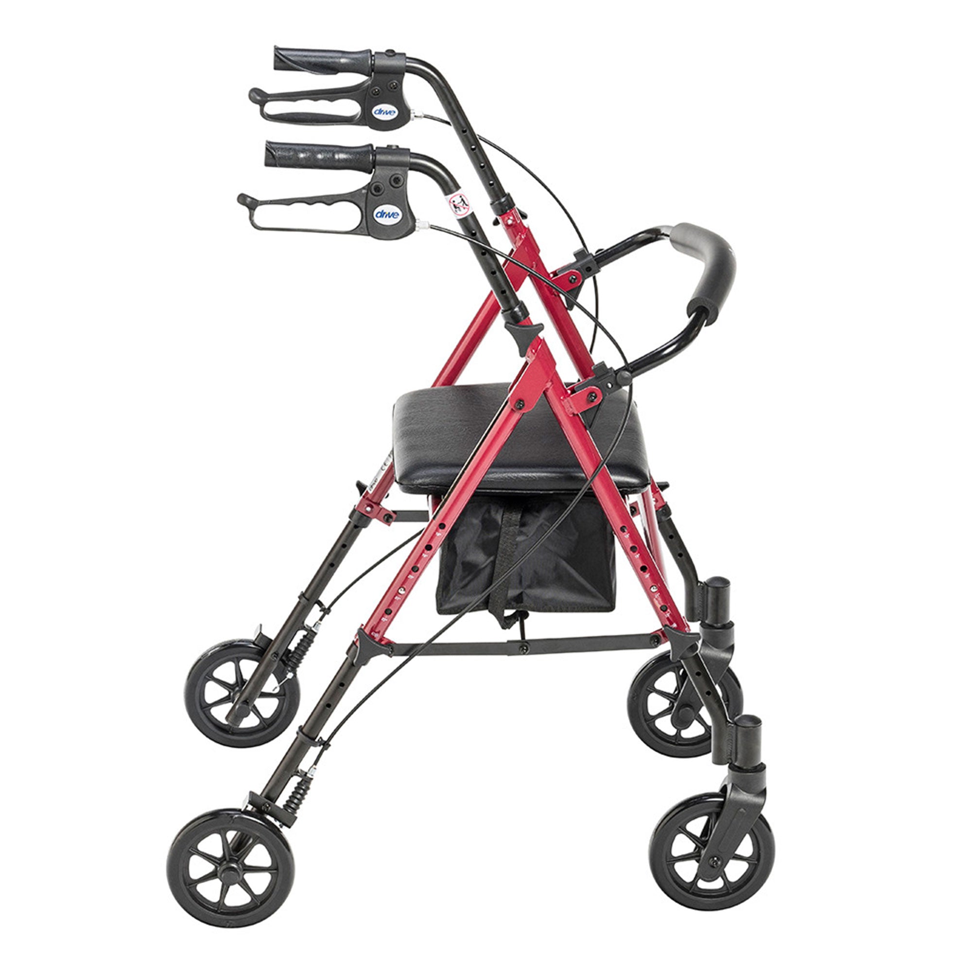 2025 Andador de altura ajustable en aluminio con ruedas de 15 cm. rojo – Drive Medical