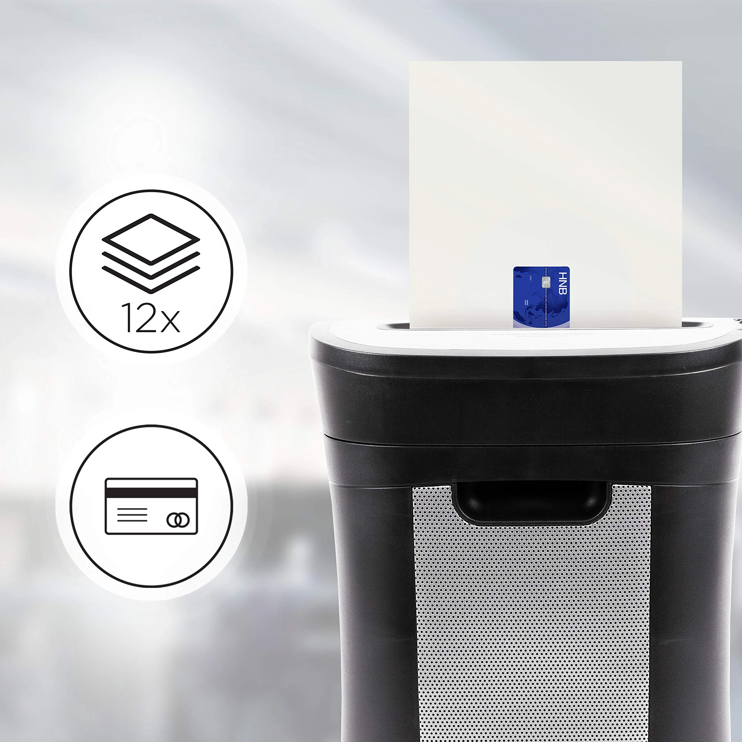 2025 Duronic Trituradora PS571. corte cruzado. hasta 12 hojas. destructora de documentos compacta y robusta. para uso doméstico y oficina. destruye papel. tarjetas de crédito. sobres. documentos – Negro. P4