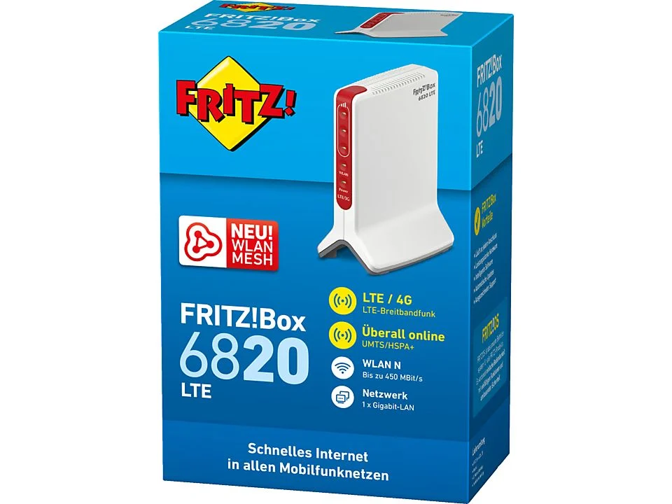 2025 Router 4G LTE FRITZ!Box 6820 | WiFi N 450 Mbps | Módem SIM sin línea fija | VPN. Red para Invitados. Control Parental