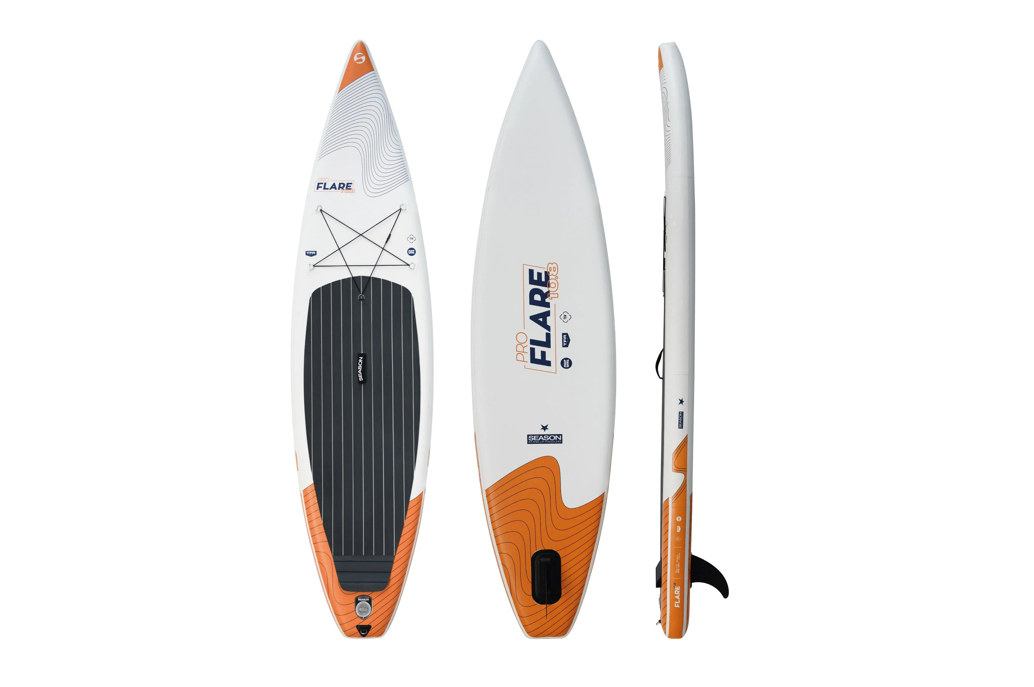 2025 Flare Pro 10.8 Tabla de SUP Touring hinchable – Double Layer Fusion, con remo de fibra de vidrio, bomba y mochila con ruedas