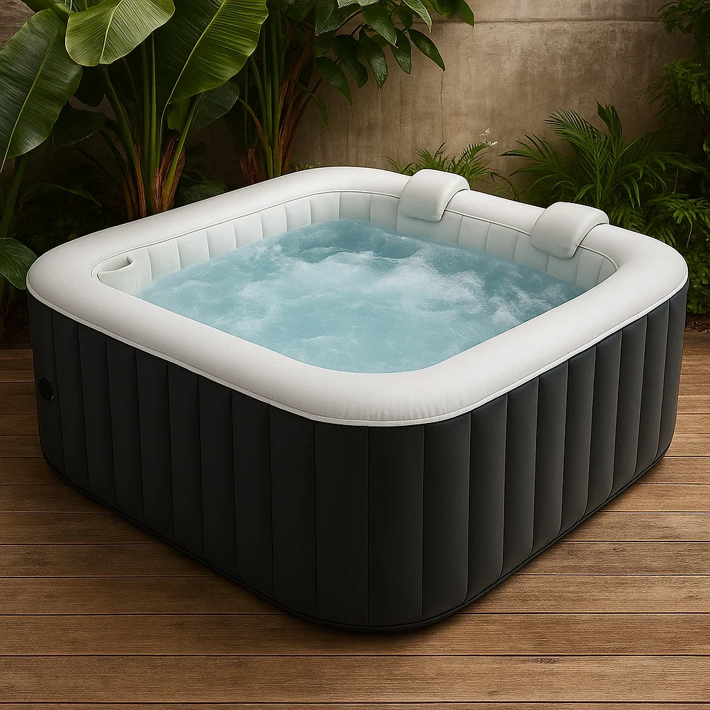 Spas hinchables 180x180x70 cm 4 plazas cuadrado gris/blanco QfkrgdK340Td