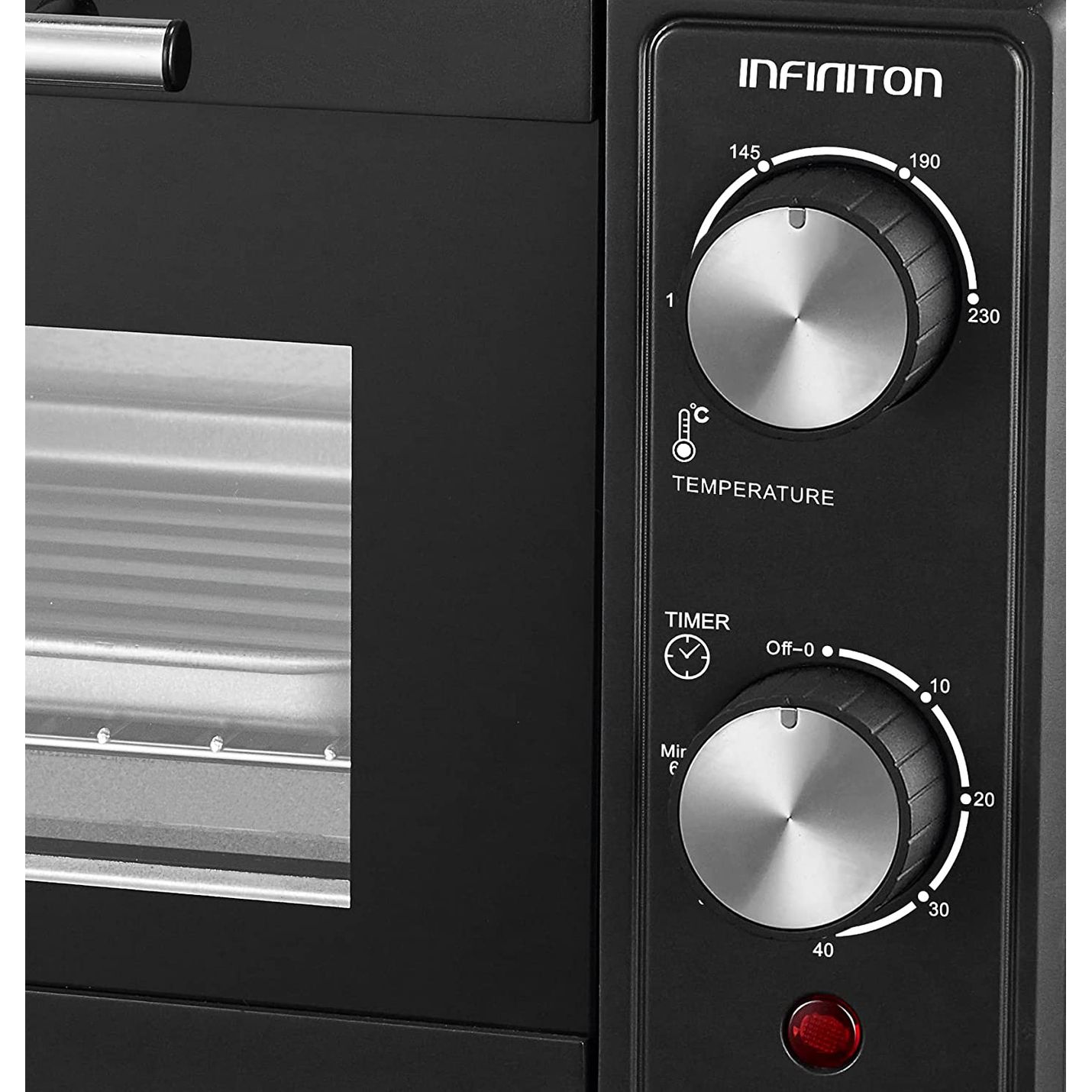 Infiniton Hsm-71n91 - Horno Sobremesa Portátil, Negro, 9 Litros, Temporizador, Doble Acristalamiento, Termostato Ajustable Hasta 230º