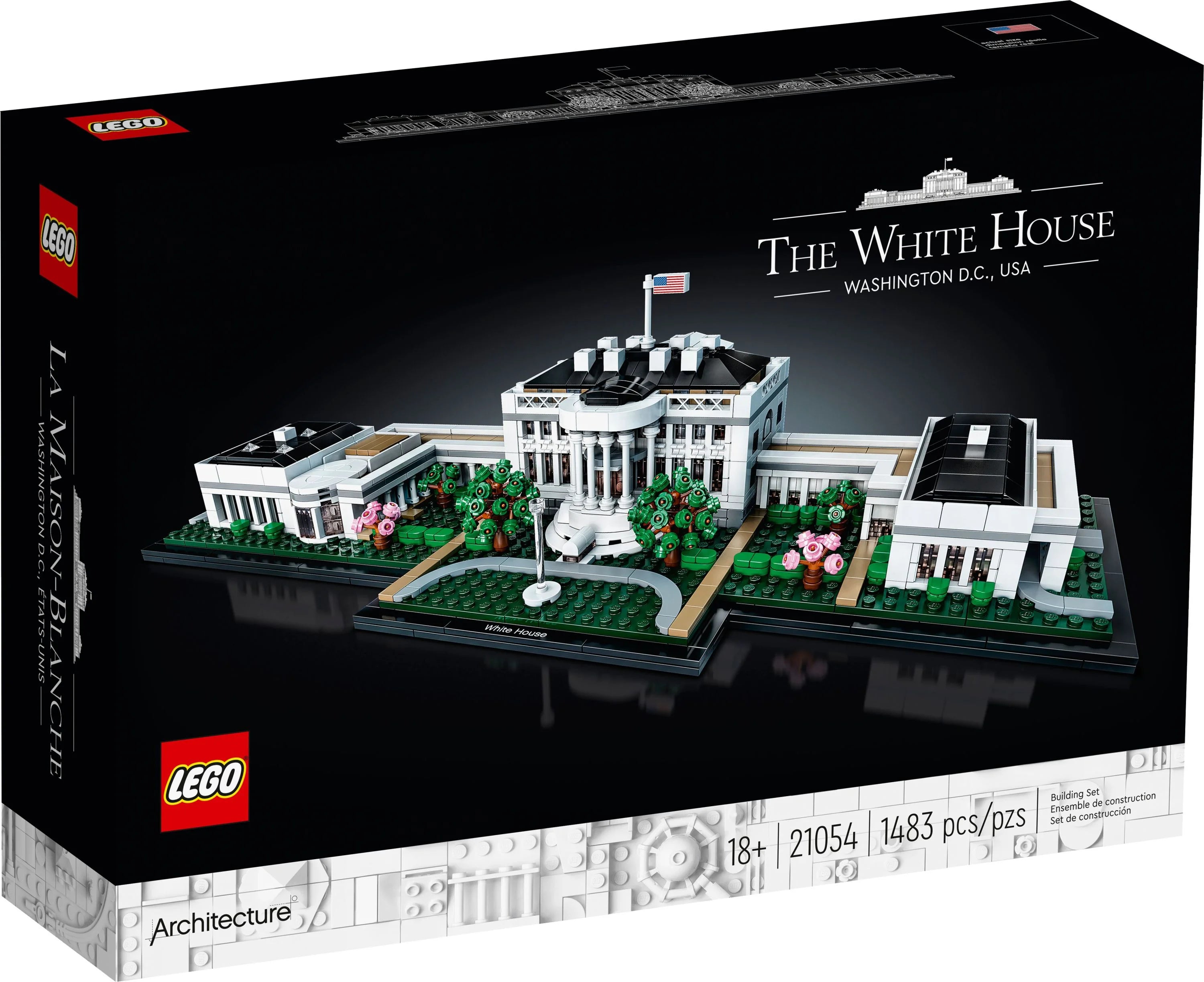 Set de Construcción LEGO Architecture La Casa Blanca 21054, Modelo para Exhibición, Colección de Monumentos para Adultos, Idea de Regalo Decorativo para el Hogar
