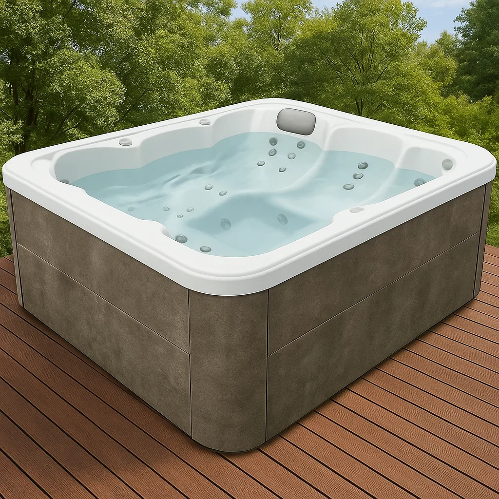 Spas rígidos 215x215x95 cm 4 plazas rectangular blanco/gris vIqfKQt392Pv