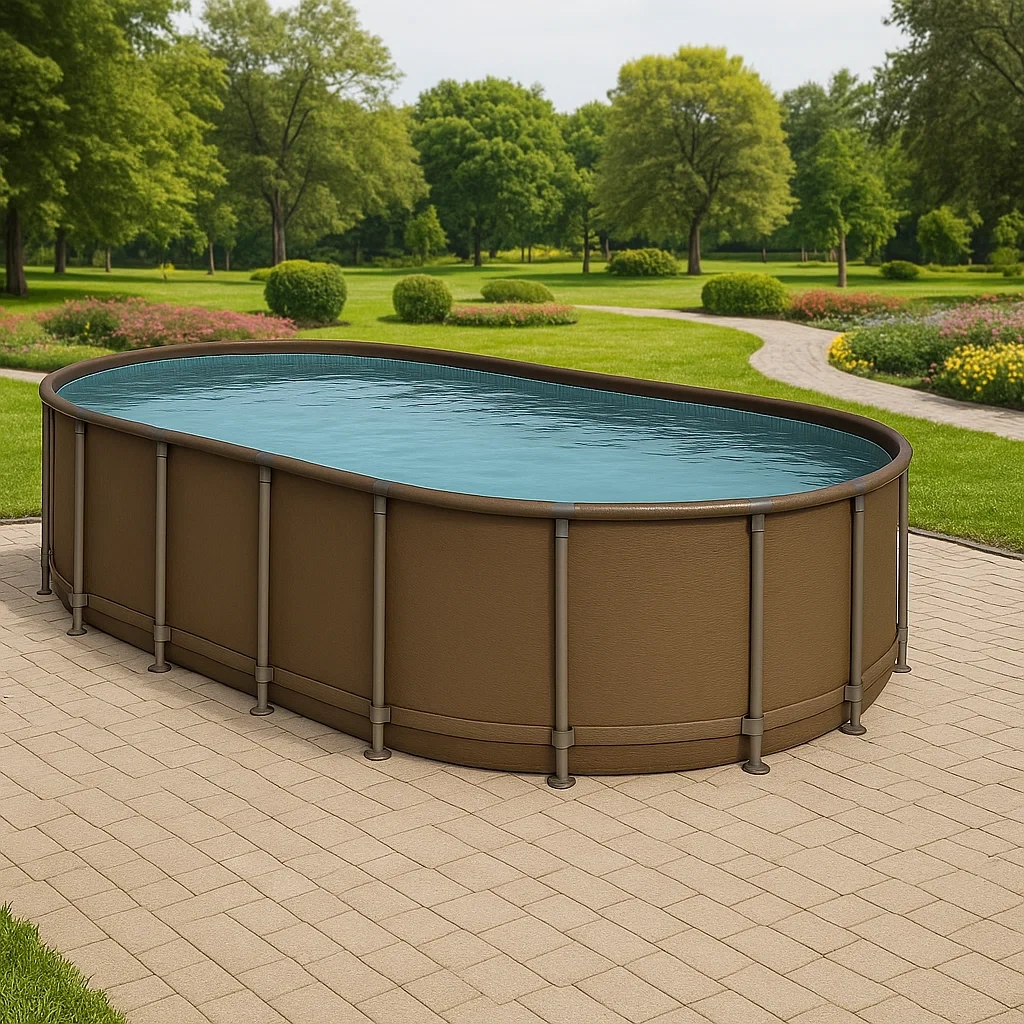 Piscina tubular ovalada 472x286x104 cm, color marrón/azul, ideal para adultos iunZbca152jF
