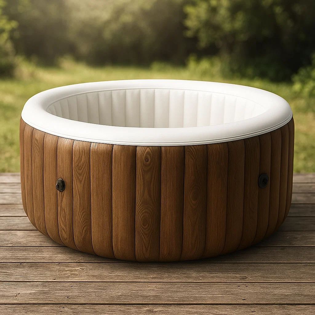 Spas hinchables 180x180x71 cm 4 personas redondo madera/ blanco CRvvZwW313GT