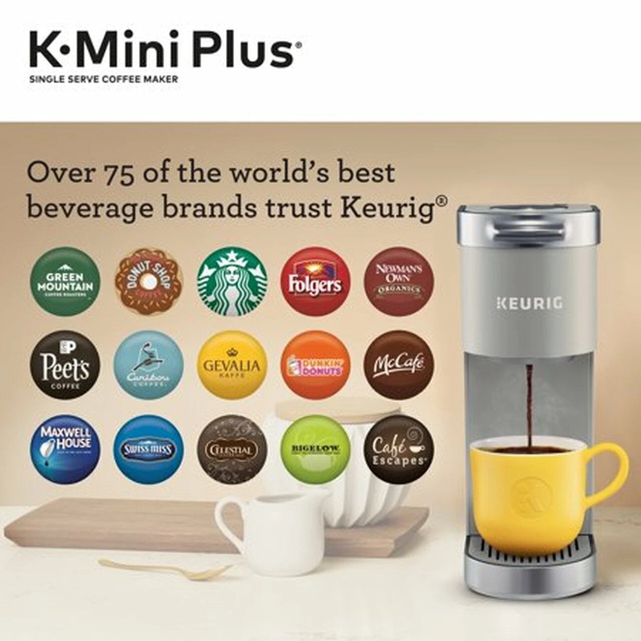 Cafetera Keurig K-Mini Plus, de una sola taza, cápsulas K-Cup, color Studio Gray