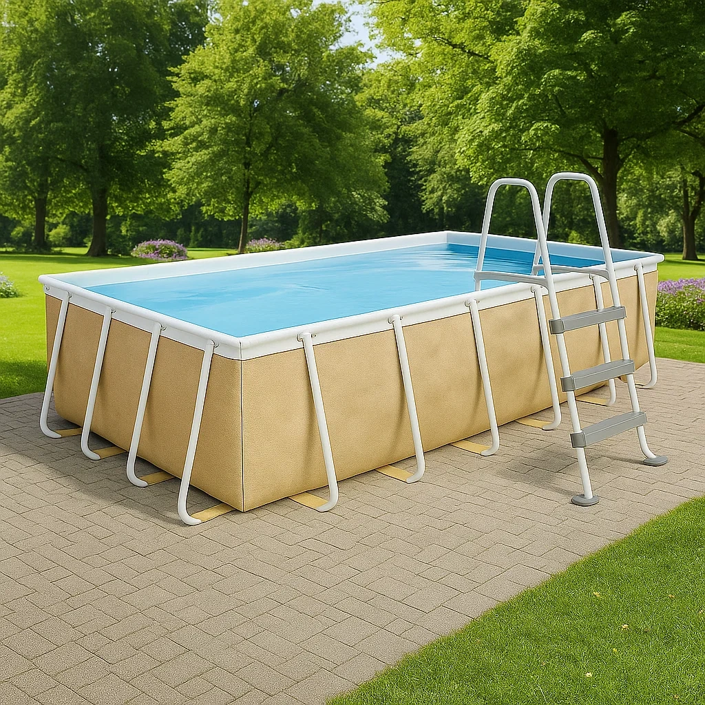 Piscina tubular rectangular desmontable de acero 532x265x119 cm beige/blanco con filtro y escalera IrhyPDq187Nq