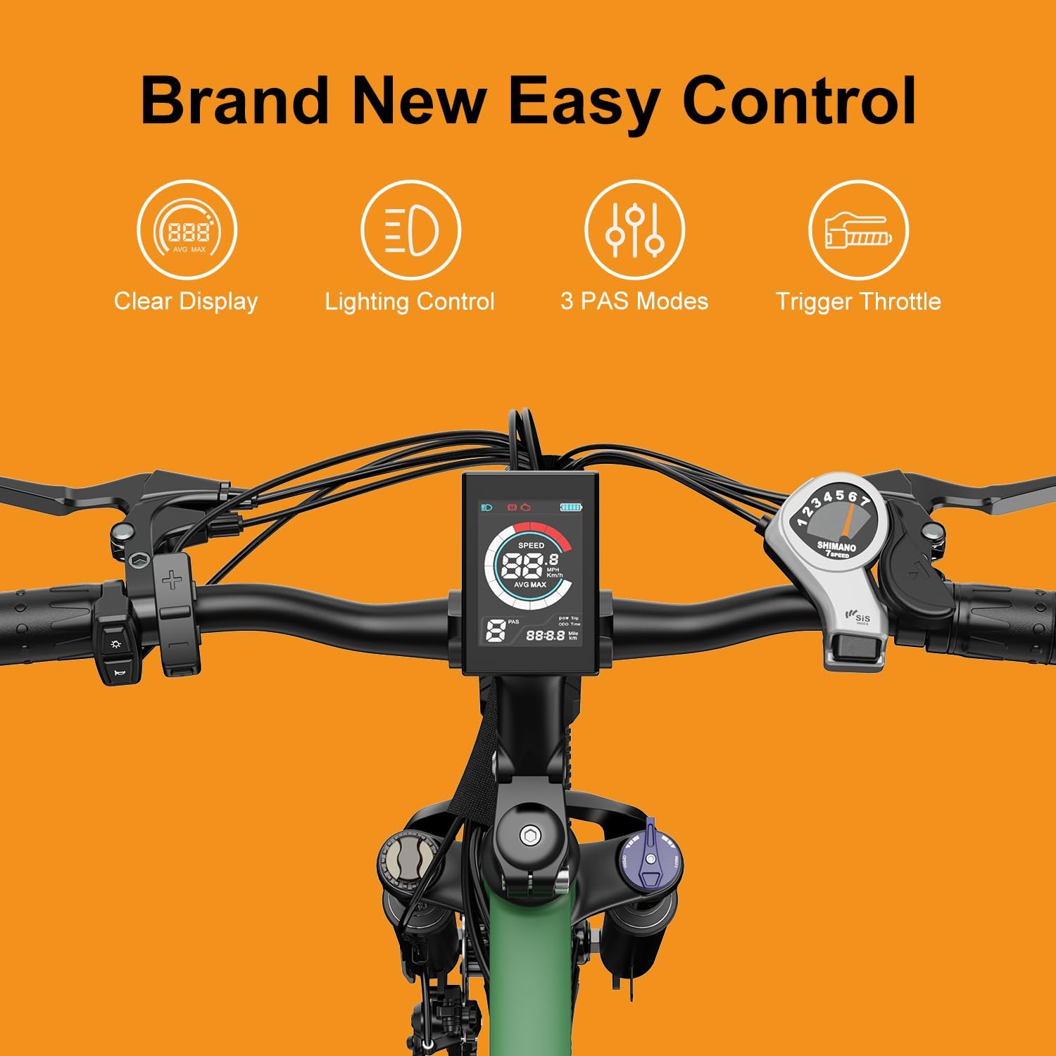 Jasion EB5 Bicicleta Eléctrica para Adultos con Batería Extraíble de 360Wh, 40 Millas, 32 km/h, Bicicleta Eléctrica de Montaña para Desplazamientos con Motor de 350W, 7 Velocidades, Llantas de 26” y Suspensión Delantera