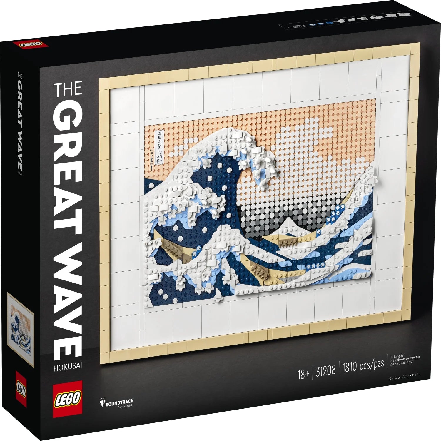 LEGO Art Hokusai – La Gran Ola, Arte Japonés 3D para Pared, Cuadro con Marco para Decoración de Hogar u Oficina, Kit Creativo de Artes y Manualidades, 31208