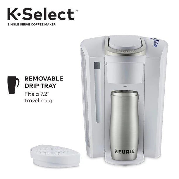 Keurig – K-Select Cafetera de una sola taza para cápsulas K-Cup – Blanco Mate