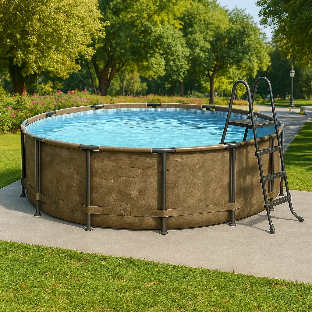 Piscina tubular redonda desmontable 298x96 cm Color beige con filtro y escalera BZazboY246qC