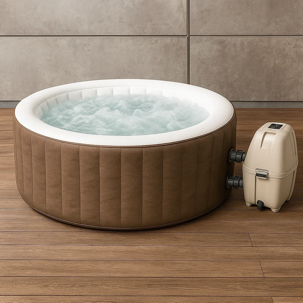 Spas hinchables 196x196x71 cm, 4 plazas, color Beige/Blanco, forma redonda quwcUJv374Ko