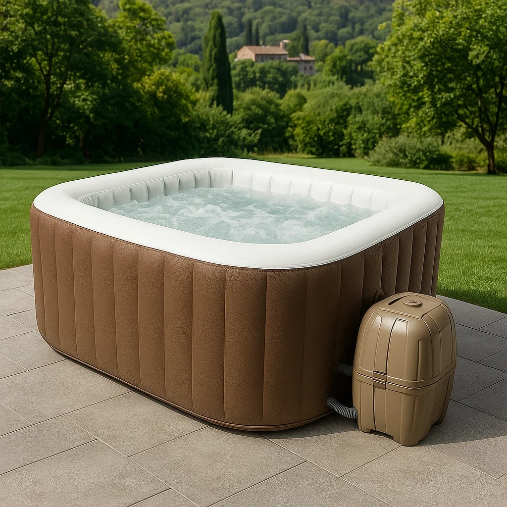 Spas hinchables 196x150x71 cm, 4 plazas, color marrón claro/blanco vsLVgwD320gy