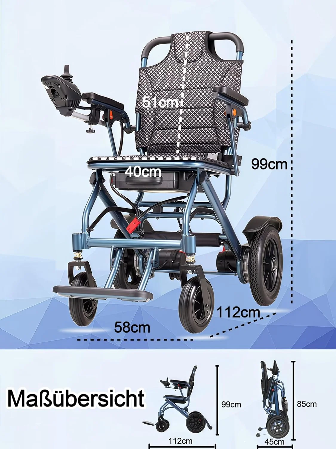 2025 Silla de ruedas eléctrica plegable ByteTecpeak D04 – ligera. potente y fácil de transportar