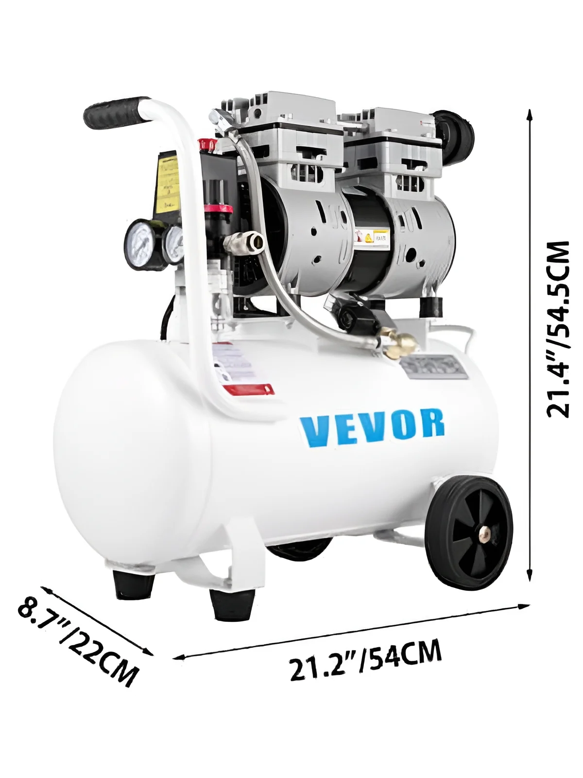 2025 Compresor de aire portátil BENTISM 25 L (6.6 galones). 1 HP. sin aceite. tanque de acero. 115 PSI. pistón plano. ultra-silencioso – para reparaciones en el hogar y inflado de neumáticos