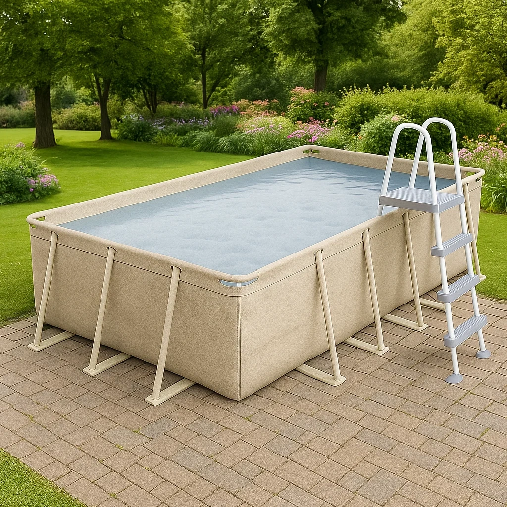 Piscina tubular rectangular desmontable acero 532x265x119 cm color beige con filtro y escalera NxkyQCQ204pv