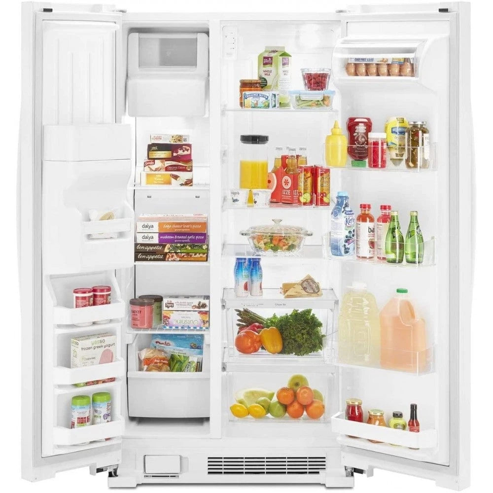 Kenmore 04650042 Congelador con capacidad total de 25 pies cúbicos, refrigerador lateral con fabricante de hielo y ventana, color blanco