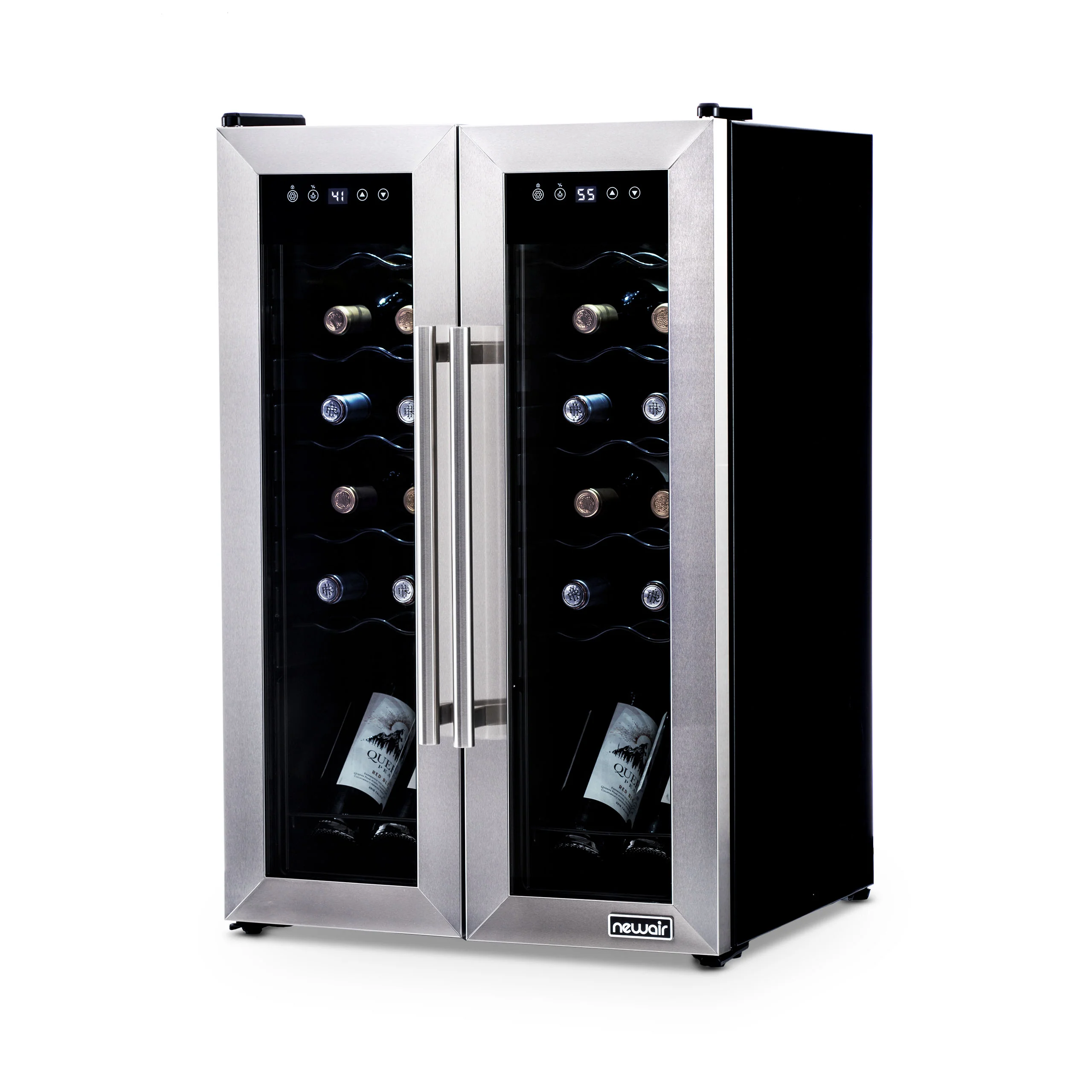 2025 Refrigerador de Vinos Independiente Newair® de Acero Inoxidable – 24 Botellas – 20 con Doble Zona