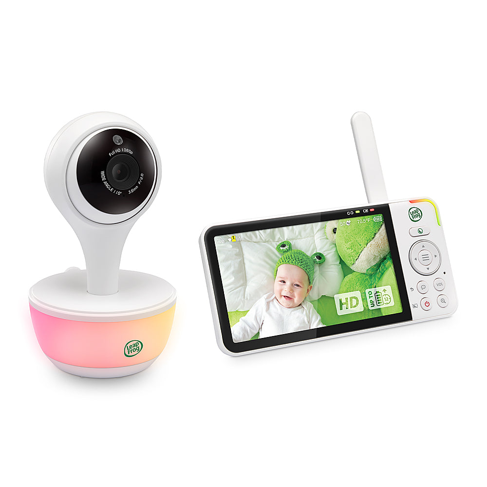 LeapFrog – Monitor de bebé con acceso remoto WiFi 1080p, pantalla de alta definición de 5” 720p, luz nocturna, visión nocturna a color – blanco