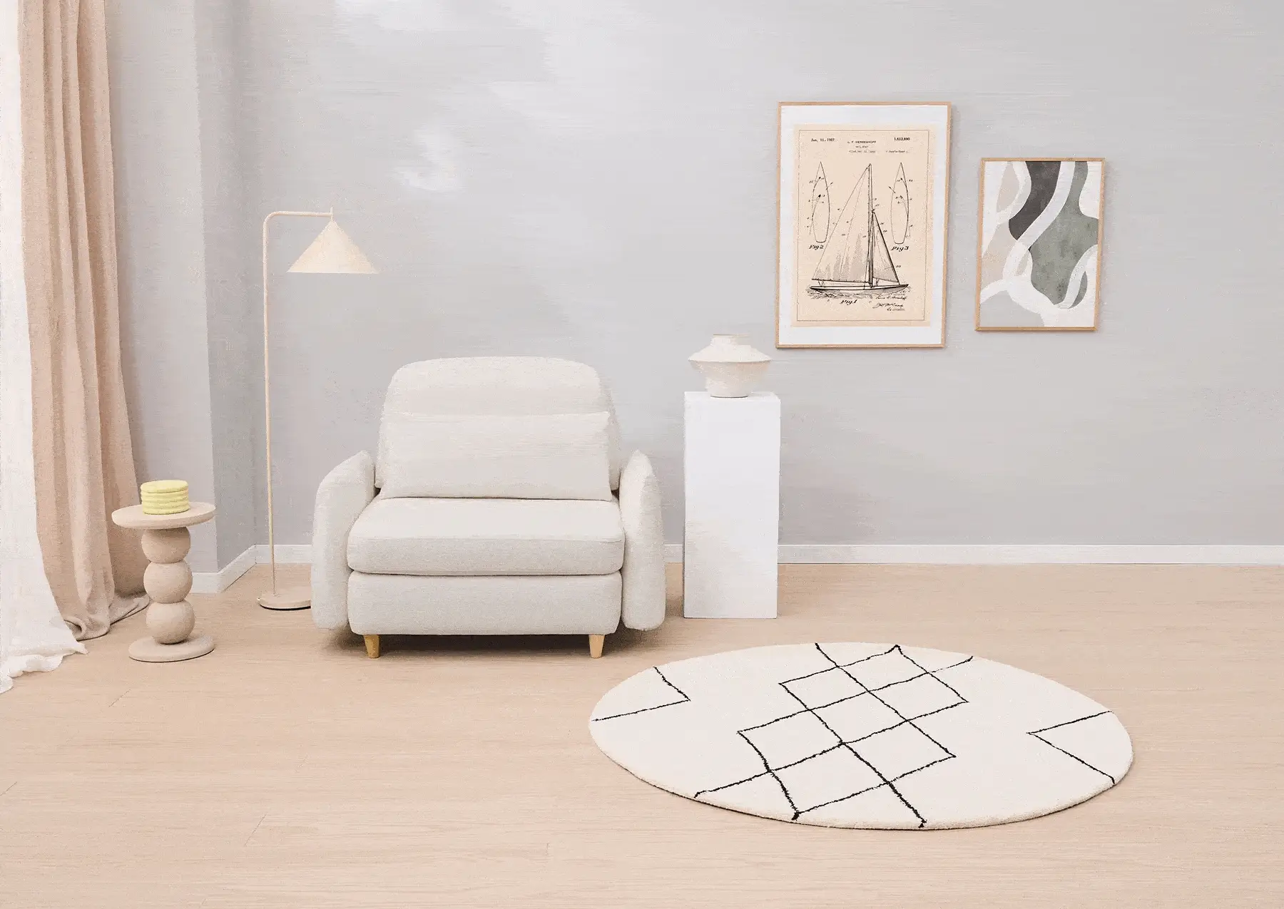 EL SOFÁ MODULAR - 3 módulos, con puff and brazos