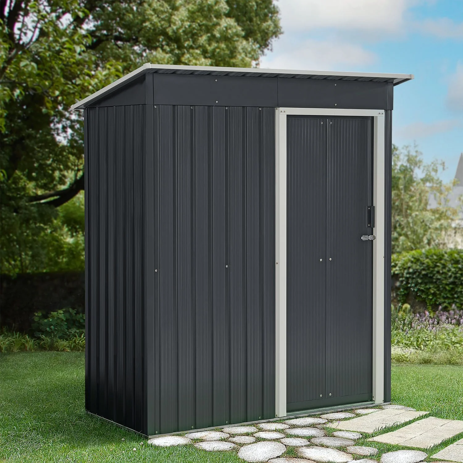 2025 Cobertizo de jardín metálico S con tejado inclinado