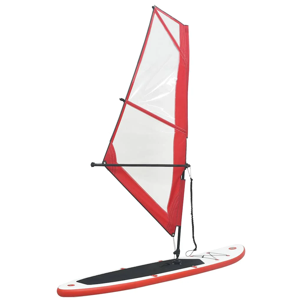 Tabla de paddle surf inflable con vela roja y blanca v9776