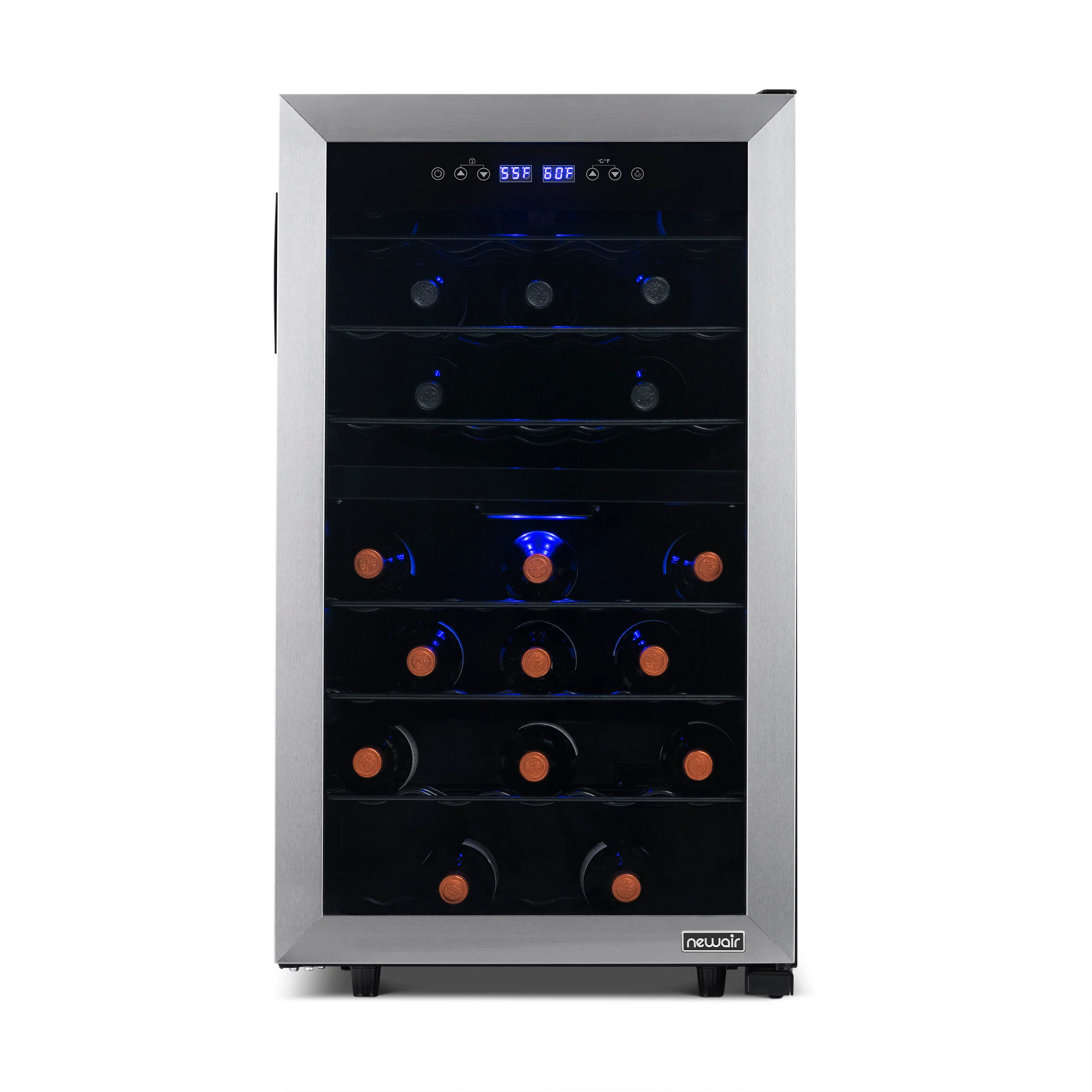 2025 Refrigerador de Vinos Independiente Newair® de Acero Inoxidable – 43 Botellas – 18.9 con Doble Zona