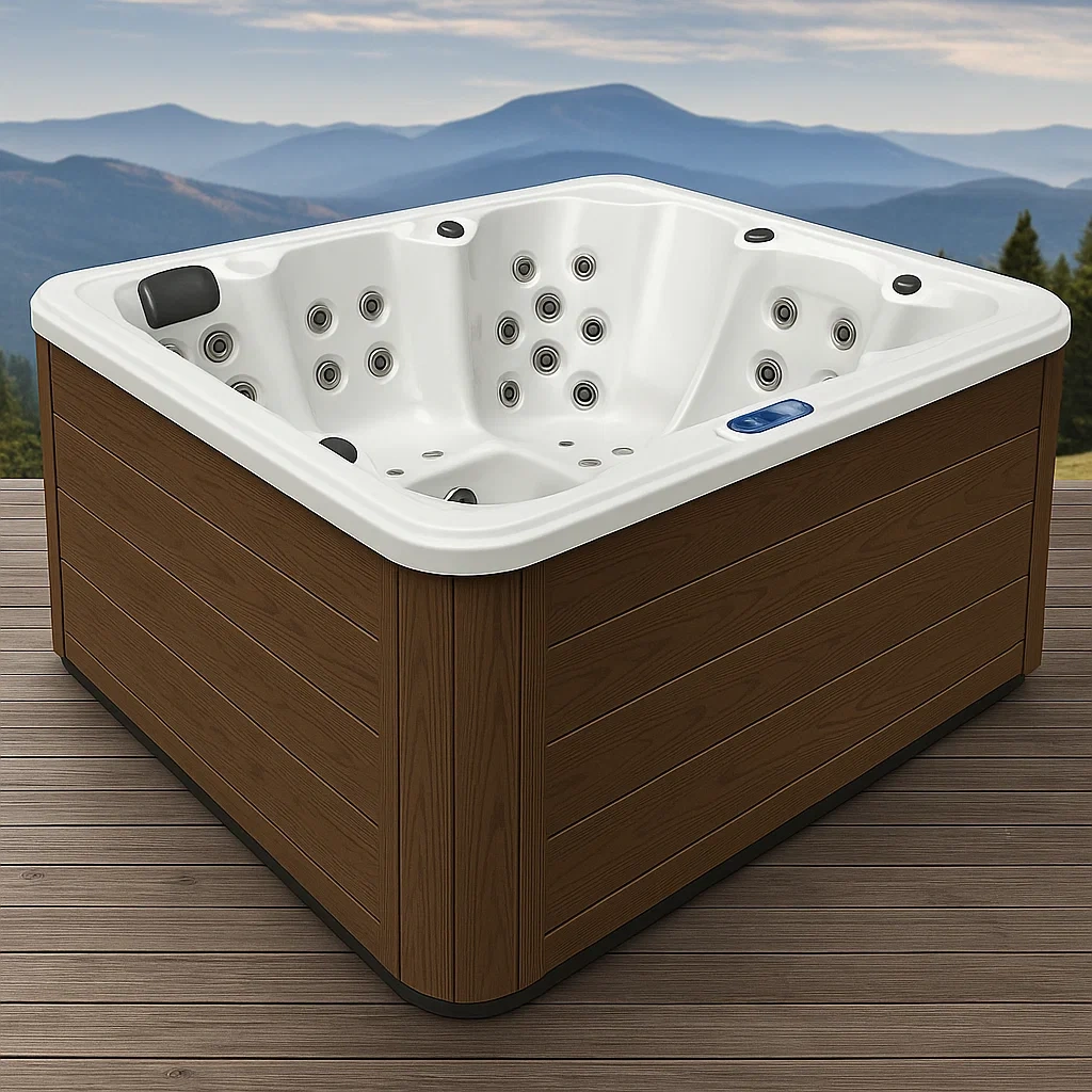 Spas rígidos 200x200x80 cm, 3 personas, cuadrado, color Madera/Blanco hZqASjc442lG
