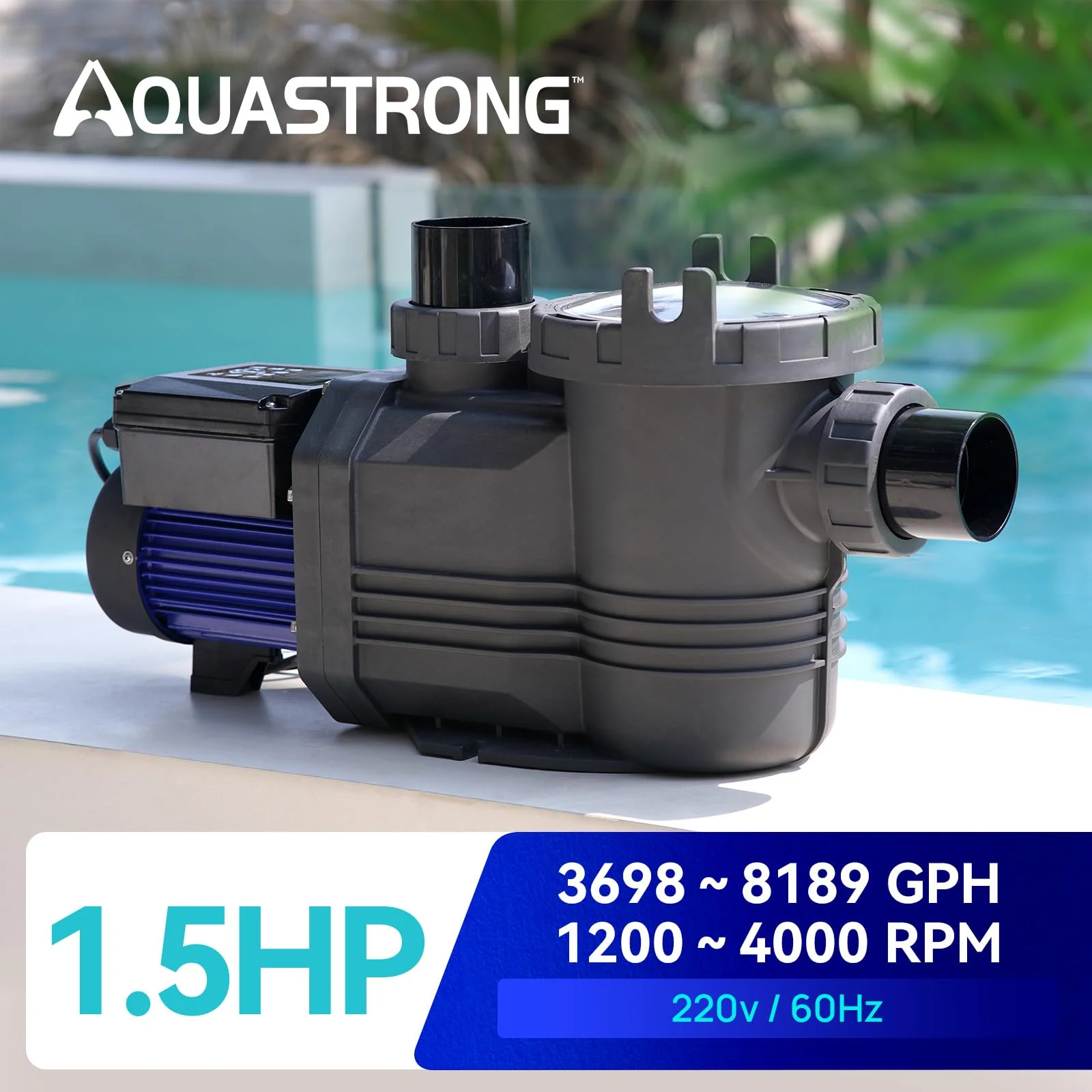 2025 Bombas de Piscina de Velocidad Variable, de 1,5 HP a 3 HP, de 8189 GPH a 11359 GPH, 220 V