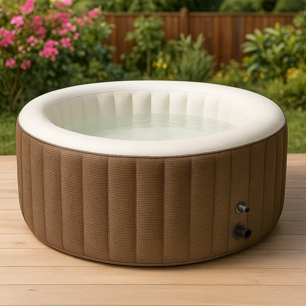 Spas hinchables 196x196x71 cm 4 personas redondo marrón/Blanco LySHkAY337iL