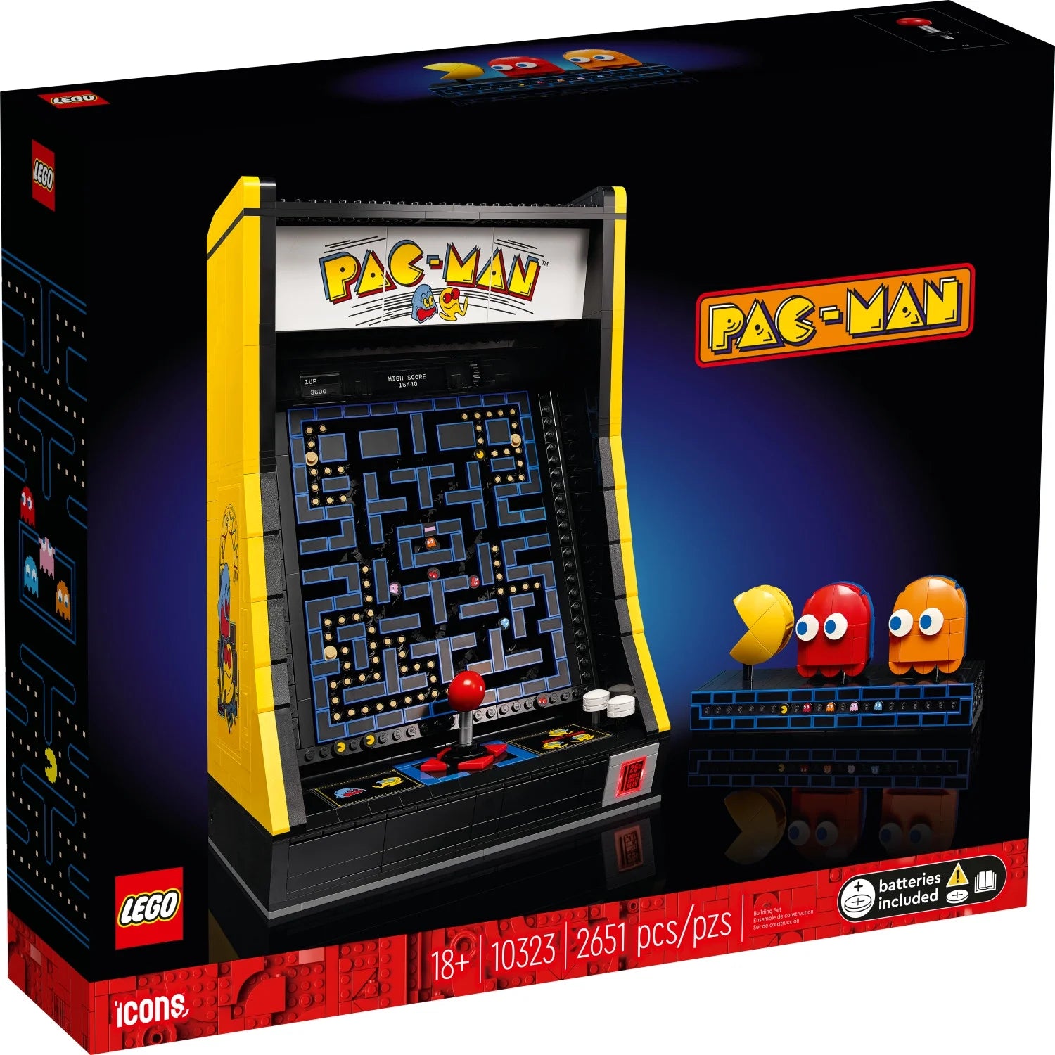 LEGO Icons Arcade PAC-MAN 10323 – Set de Construcción para Adultos, Replica de un Clásico Videojuego, Regalo Nostálgico para Fans de Juegos Retro y Decoración Vintage, Incluye Figuras de PAC-MAN, BLINKY y CLYDE