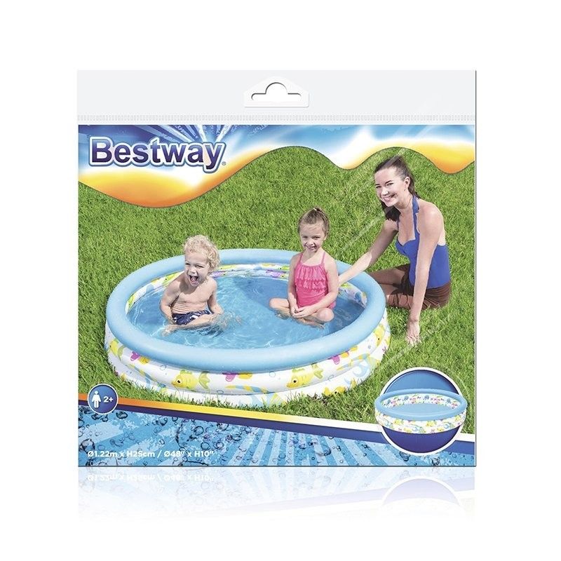 Bestway Piscina Hinchable Infantil 3 Aros Coral 122x25 Cm +2 Años Jardin 51226