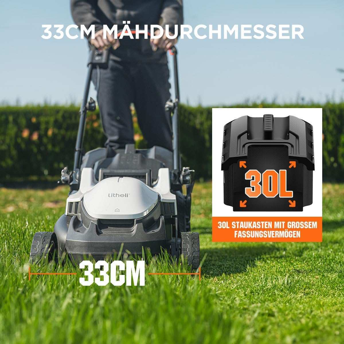 2025 Cortacésped inalámbrico U20 20V 33 cm brushless | Incluye 2 baterías SE de 4,0 Ah | Corte fácil hasta 400 m²