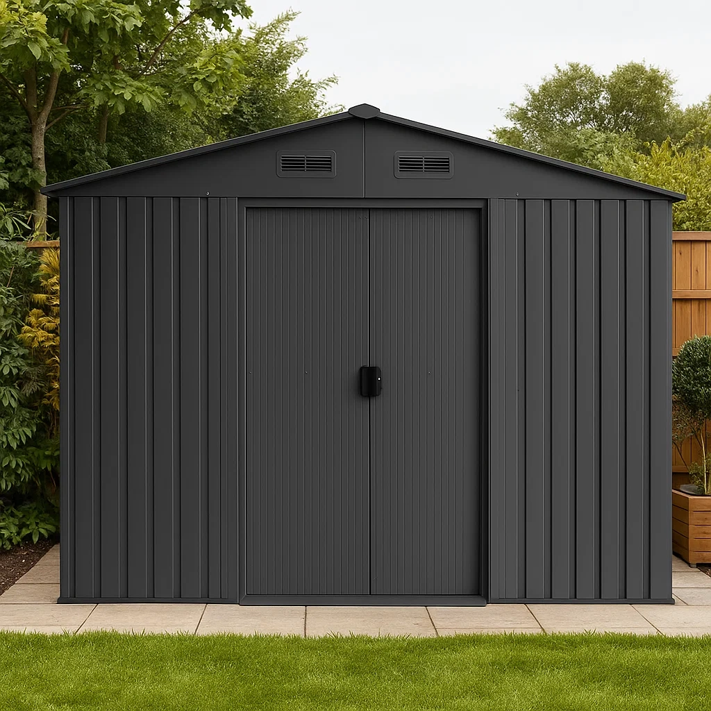 Caseta de jardín de acero galvanizado antracita,7,03m² - ZzASITn136vU