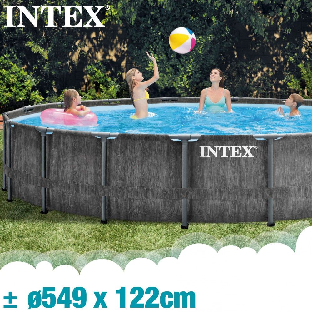 Piscina Desmontable Tubular Circular Pvc 549x122 Cm Gris Oscuro Intex Con Depuradora