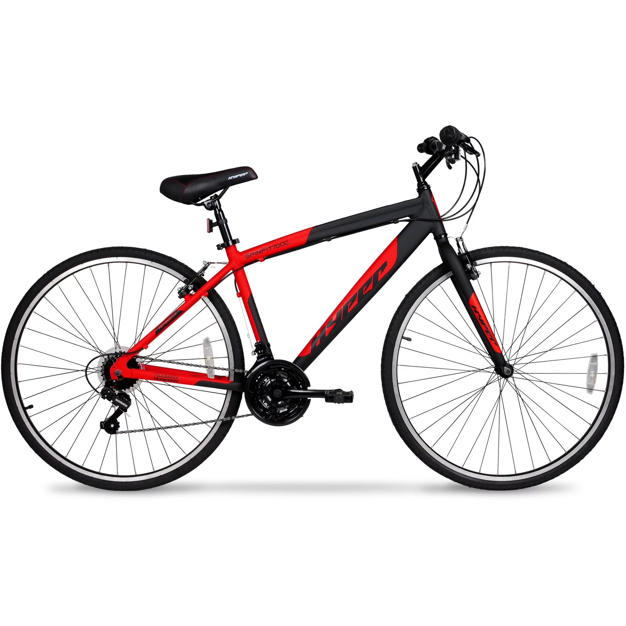 Bicicleta híbrida Hyper Spin Fit para hombre. 700c. negra y roja