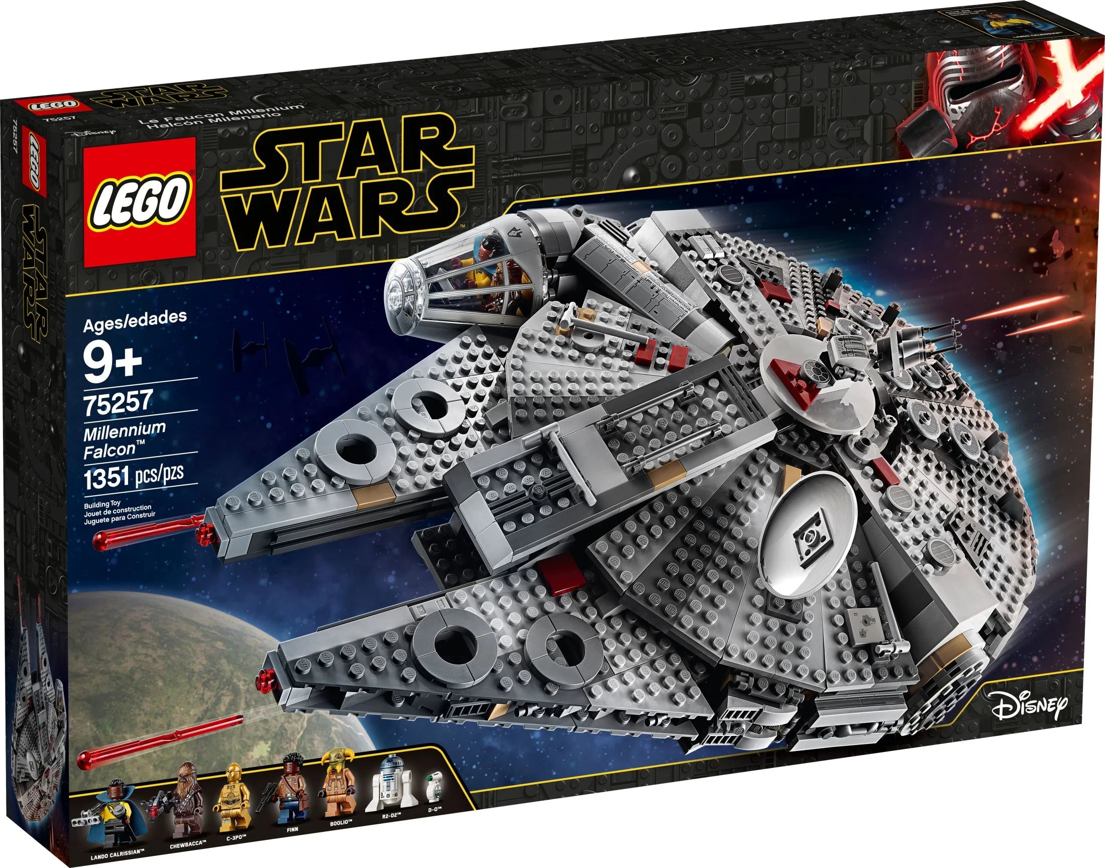 LEGO Star Wars Halcón Milenario 75257 Set de Construcción – Modelo de Nave Espacial con Minifiguras de Finn, Chewbacca, Lando Calrissian, Boolio, C-3PO, R2-D2 y D-O, Colección de la Película El Ascenso de Skywalker