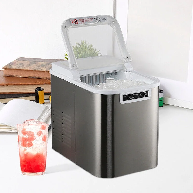 2025 Máquina de hacer hielo portátil CJC para mostrador con asa. bandeja de hielo y pala – para cocina. hogar. fiestas – 110V