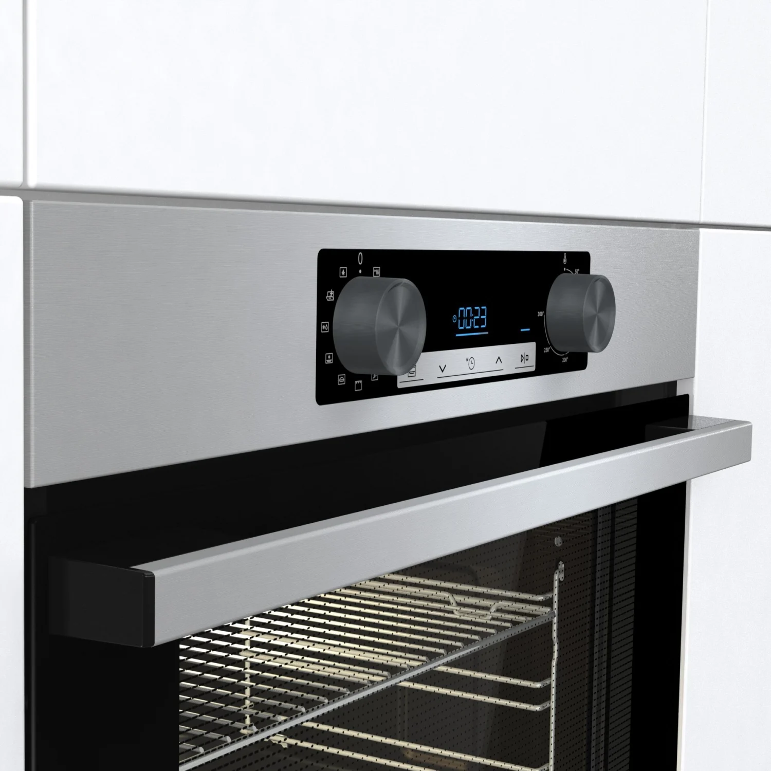 Horno Multifunción Hisense BI62216AX, 2.5 kW, 77 L, Apertura Abatible, 11 Funciones de Cocción, Eficiencia A - Inox